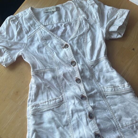 Anthropologie Pilcro White Denim Button-Up Dress 2P - Picture 4 of 5